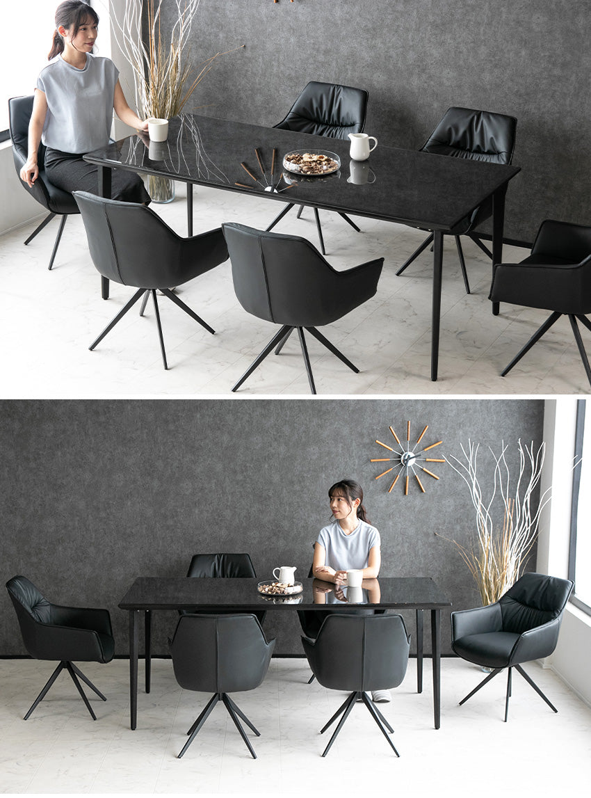 lushroom ダイニングテーブル 180×85cm 4人掛け 鏡面 国産強化ガラス