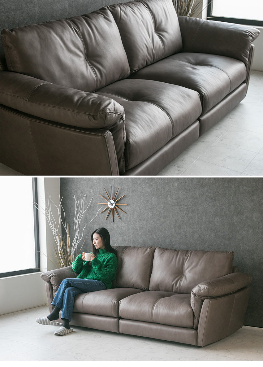 lushroom ソファ 本革 総革 3人掛け フルグレインレザー アニリン