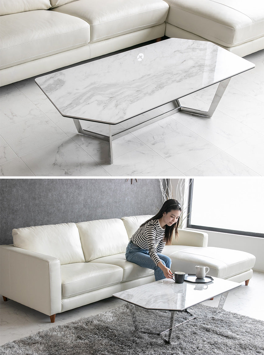 lushroom センターテーブル セラミック 大理石柄 ローテーブル 長方形