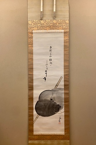 真作/大谷句佛/椿画賛/布袋屋掛軸HG-49