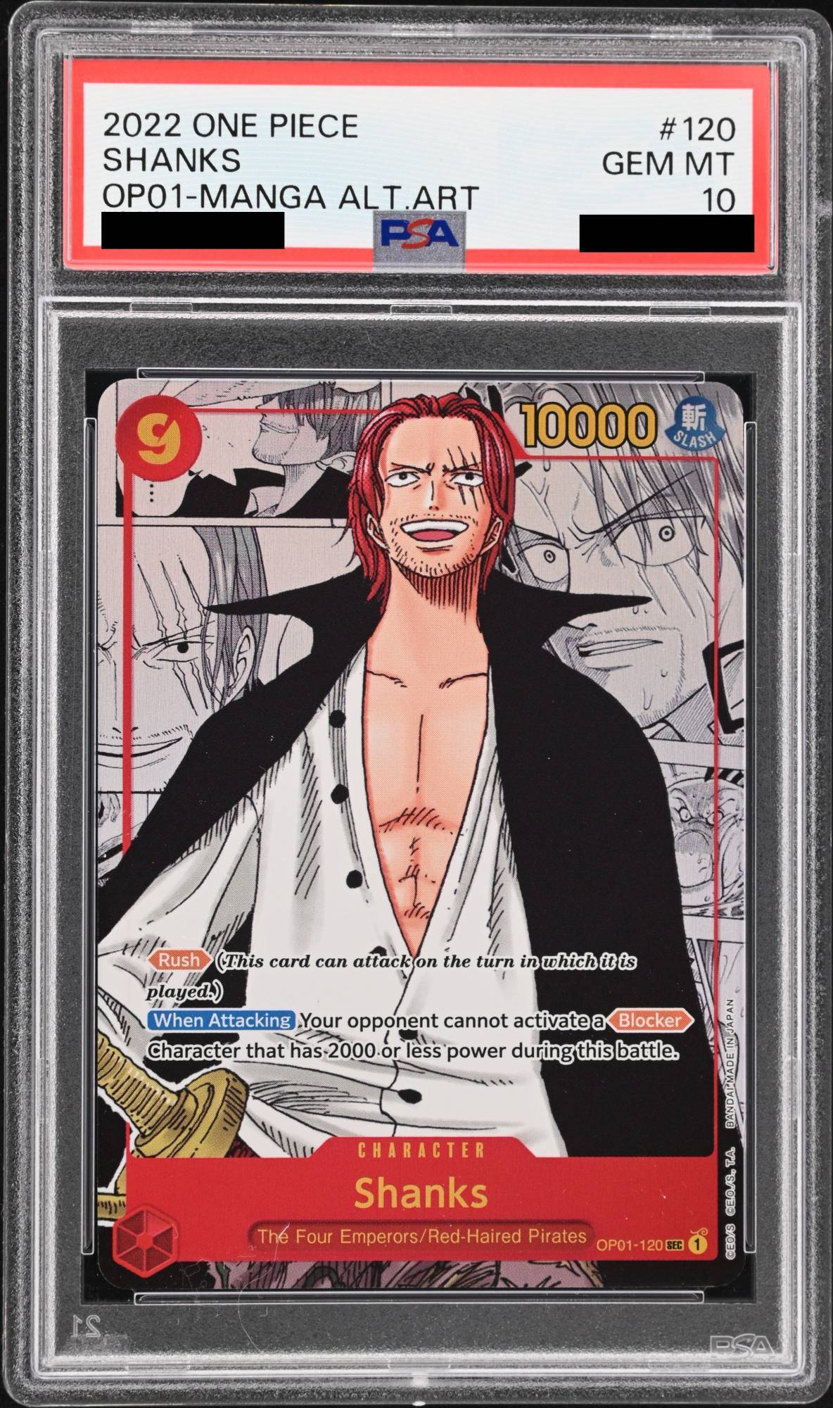 PSA10】 シャンクス 《英語版》 (コミパラ/漫画背景) [SEC] {OP01-120