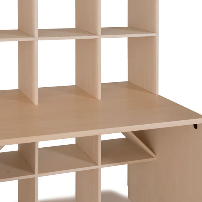 カウンター付き・開口部のある本棚 奥行350mm 縦7コマ×横5コマ 1-223