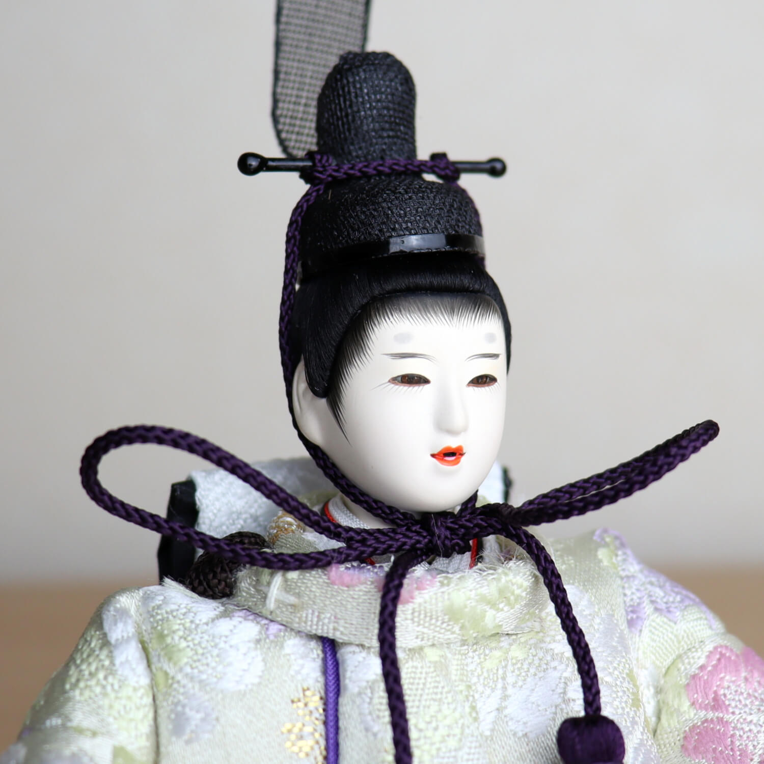 華峰作 柳 桜紫クリーム色 木製白塗燭台 貝桶 クリアフラワー桜