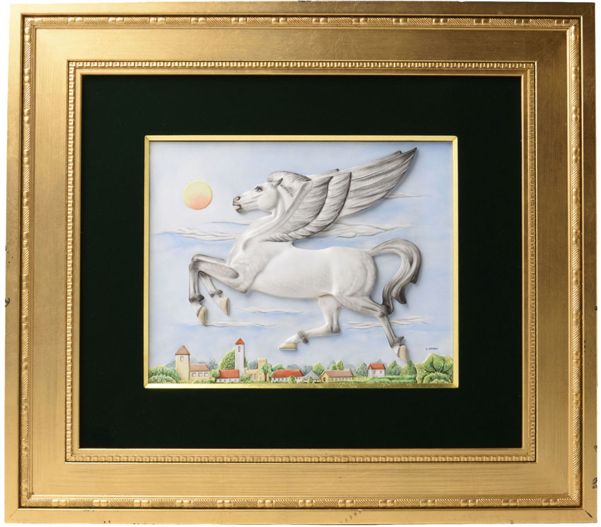 55%Off】ヘレンド(Herend) 陶板画(高さ:28cm,幅:35cm)薄浮彫り