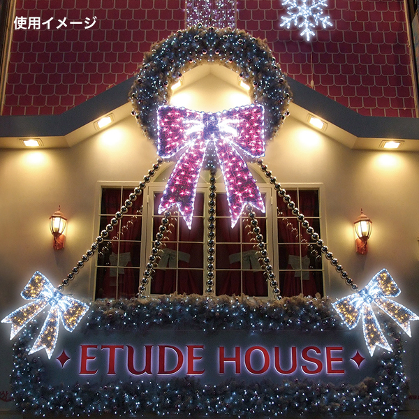 LEDクリスタルグロー リボン 屋外 防雨 ウォームホワイト 大 - 店舗