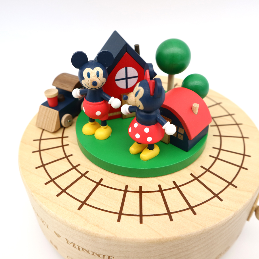 ディズニー 木製 オルゴール【ミッキー&ミニー機関車】既製品 ｜株式