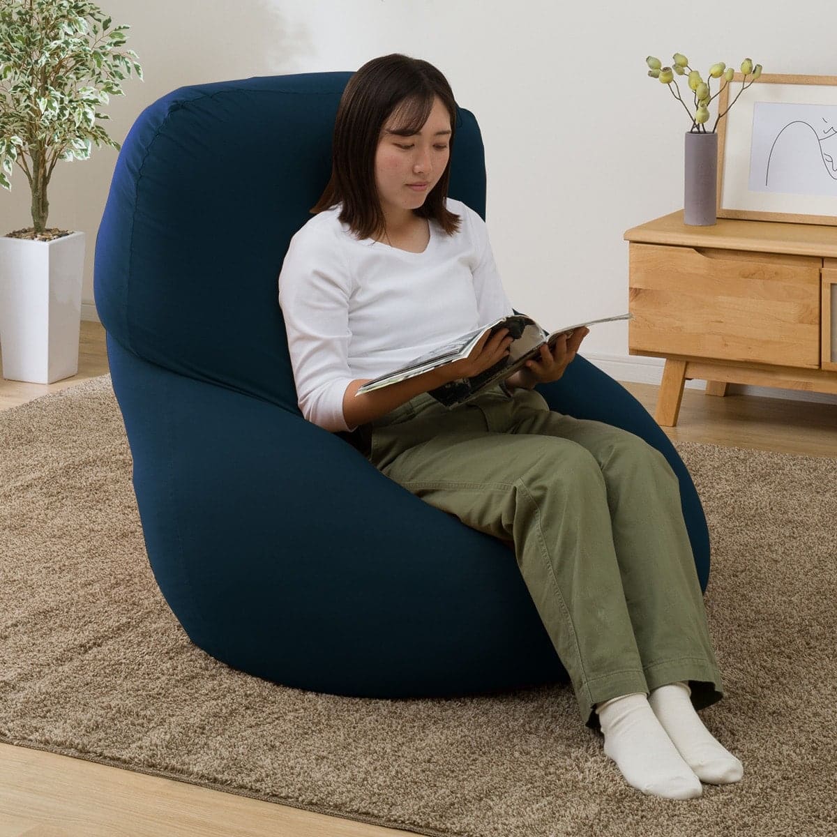 ビーズクッションBS215 角丸(メガ ネイビー) | ニトリネット【公式