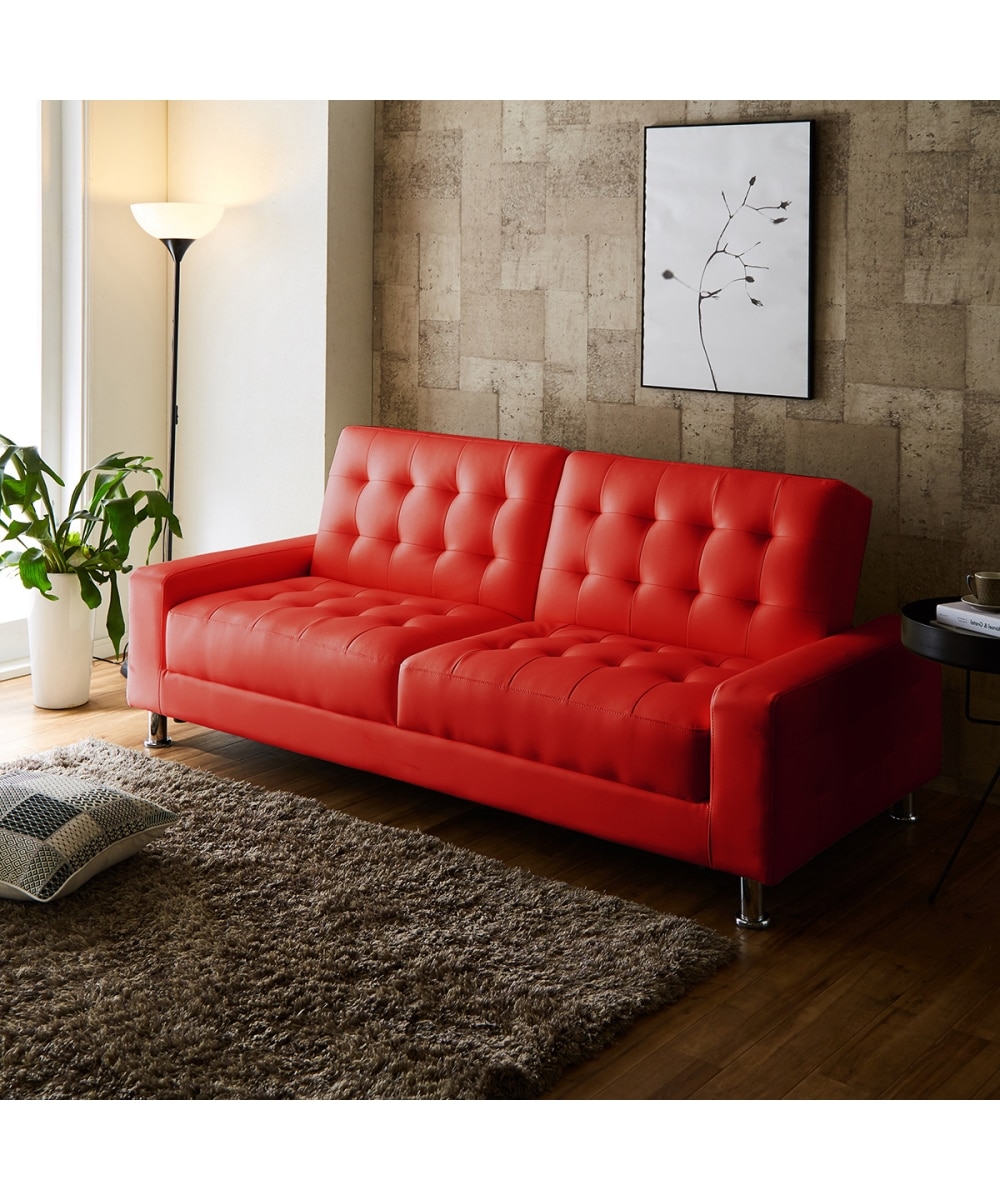 3人掛け]ソファベッド｜2WAY リクライニング 肘付き 合皮 通販【ニッセン】