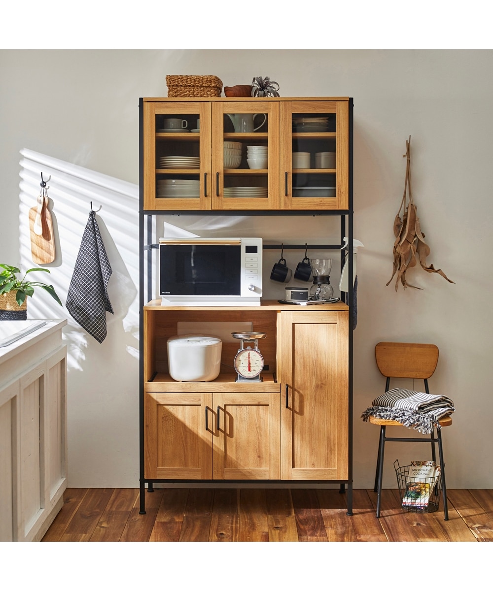 ガラス扉付きキッチンボード【幅93.5cm】 通販【ニッセン】