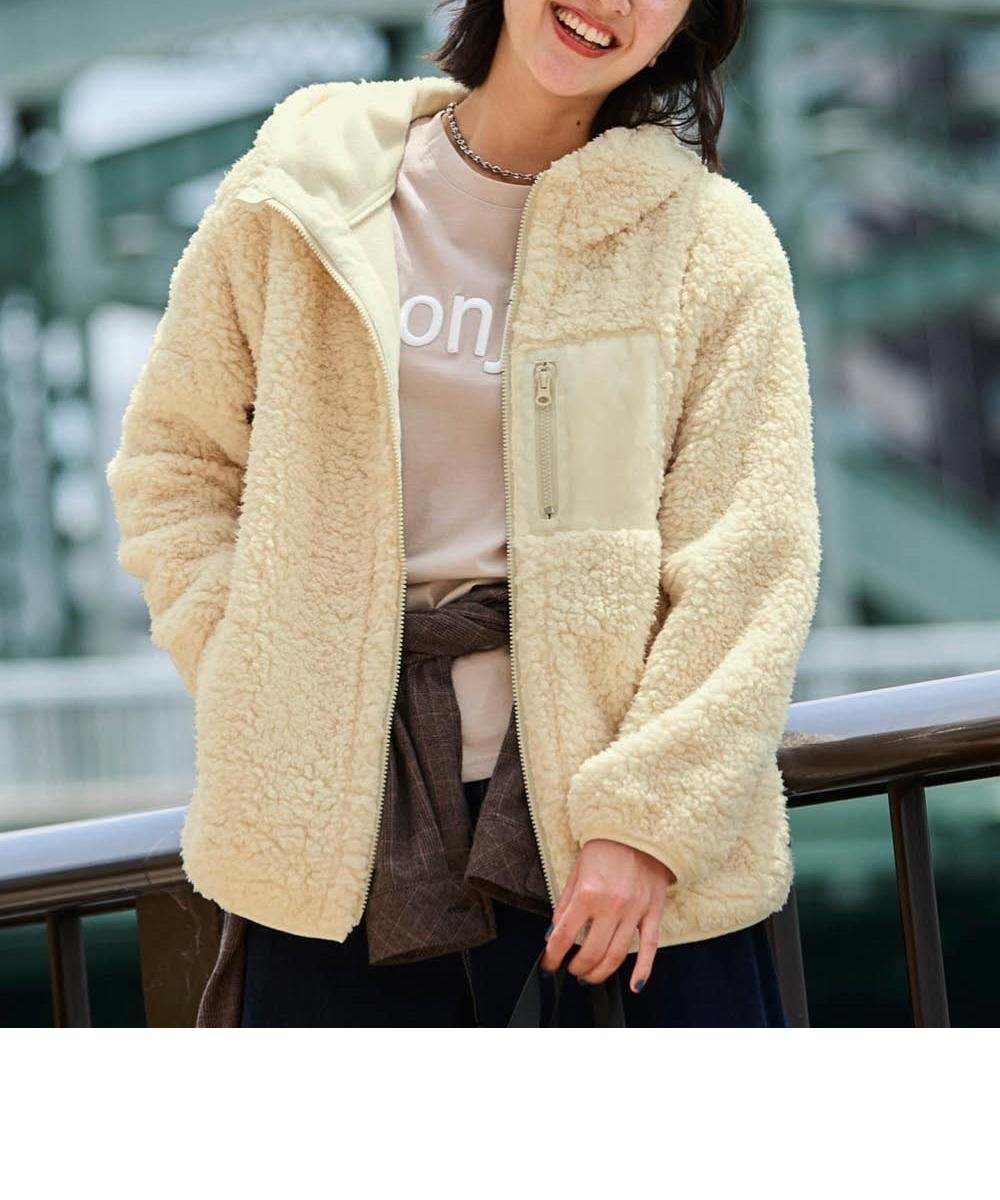 大きいサイズ 裏フリースシープ調ボアフーディブルゾン 通販【ニッセン】