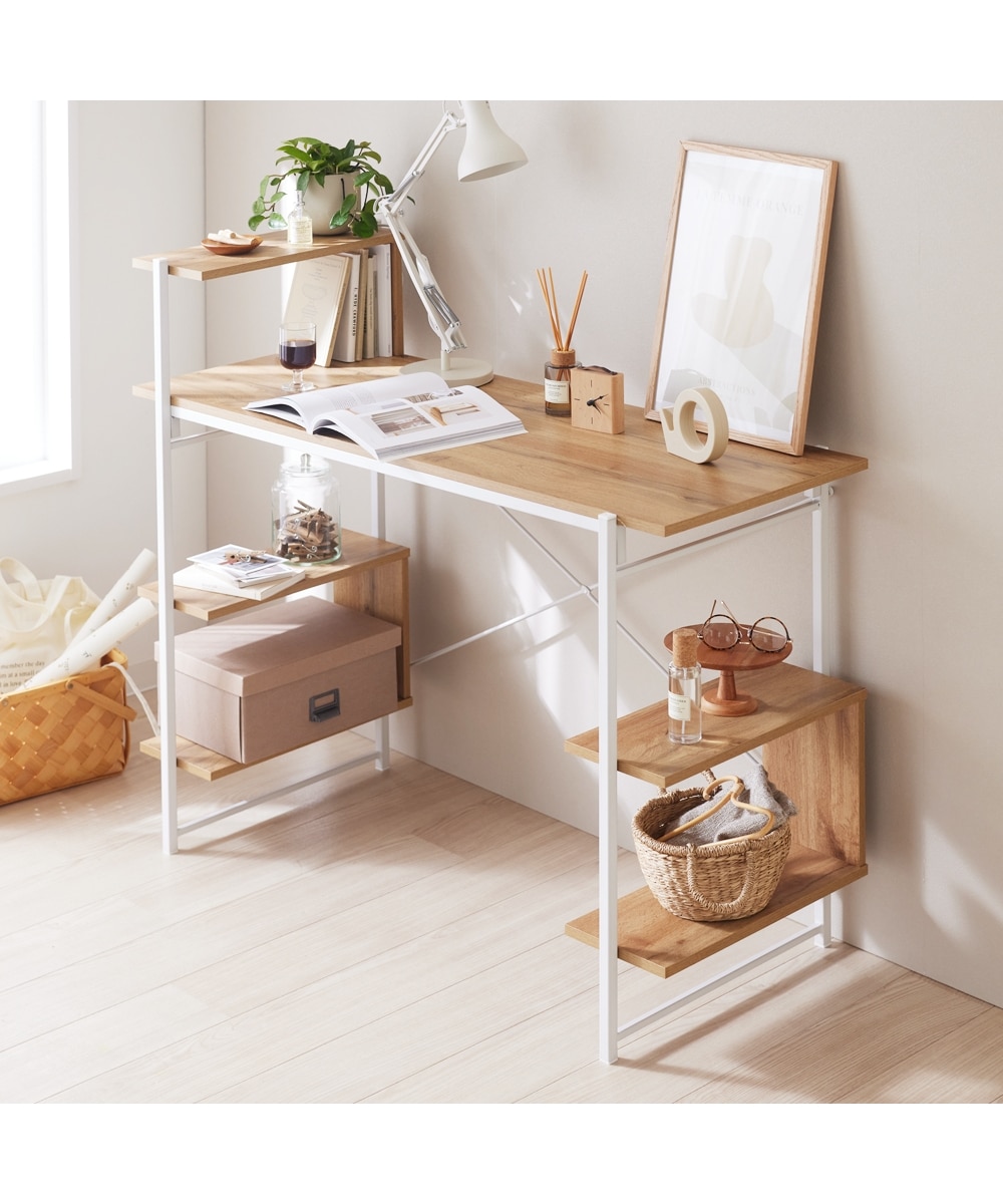 工具不要！簡単組み立てデスク 収納ラック付き【動画あり】 通販