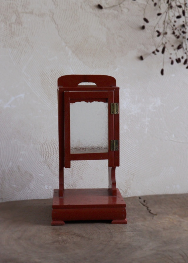 朱塗行燈 行燈 燈籠 灯もの 和風照明 照明 古道具 民具 レトロガラス