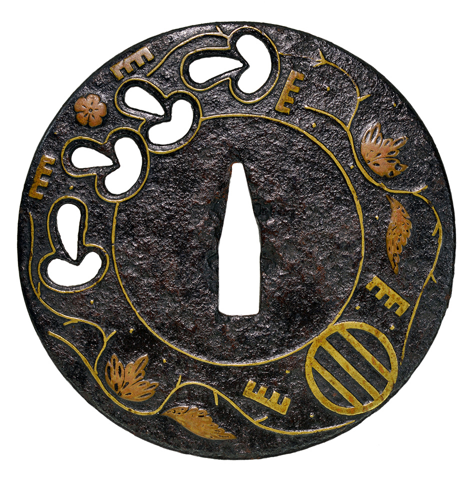 鍔 無銘 平安城象嵌 茸透紋様散唐草図(TU-070219)｜刀・日本刀の販売