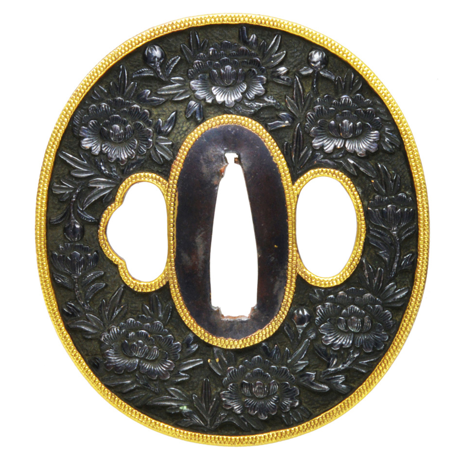 鍔 美濃 牡丹尽図 保存刀装具鑑定書（TU-050719)｜刀・日本刀の販売