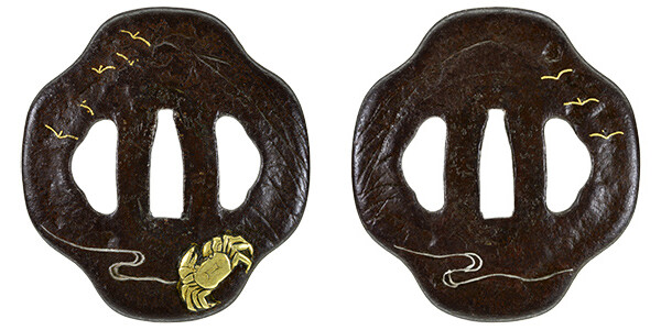 鍔 無銘 後代肥後 雁に蟹図鍔(TU-050116)｜刀・日本刀の販売なら日本刀