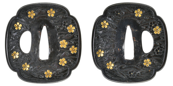 鍔 無銘 京金工 波桜図鍔(TU-051223)｜刀・日本刀の販売なら日本刀専門