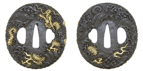 鍔 鍔 一柳友善(花押) 波龍図鍔(TU-101214)｜刀・日本刀の販売なら日本