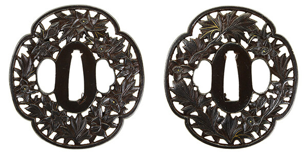 鍔 無銘 鉄線花図鍔(TU-120116)｜刀・日本刀の販売なら日本刀専門店の