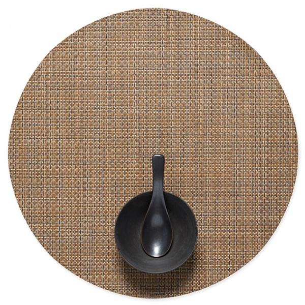 ランチョンマット / バスケットウィーブ ラウンド チーク 【在庫限り