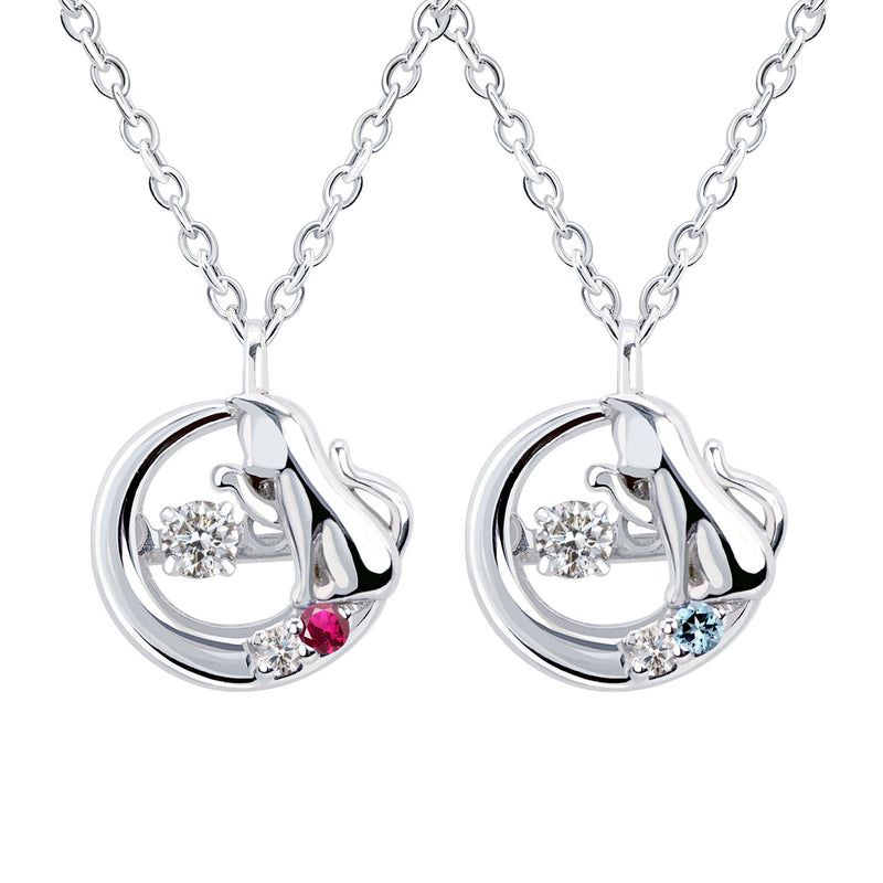 ネックレス 猫 ダンシングストーン ダイヤモンド 選べる12誕生石