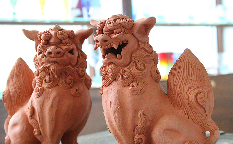 立横赤焼きシーサー（小） 作 池陶房