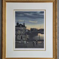 ミッシェル・ドラクロワ Michel Delacroix「夕暮れの街」シルク