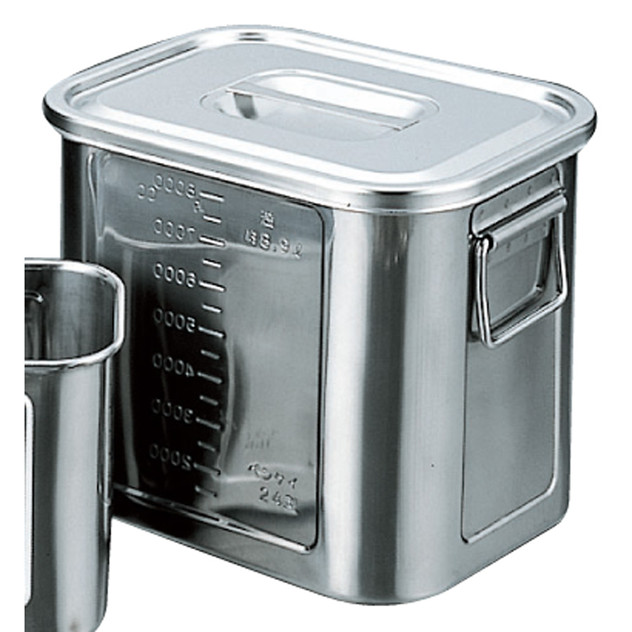 18-8 ステンレス 角型キッチンポット 目盛付 手付 33型 - 調理器具の