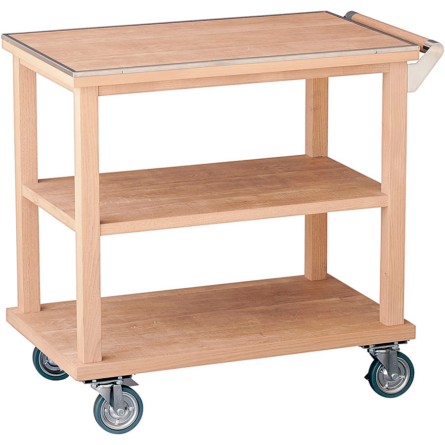 遠藤商事 木製 サービスワゴン ハンドル付 ナチュラル - 調理器具のSHOKUBI