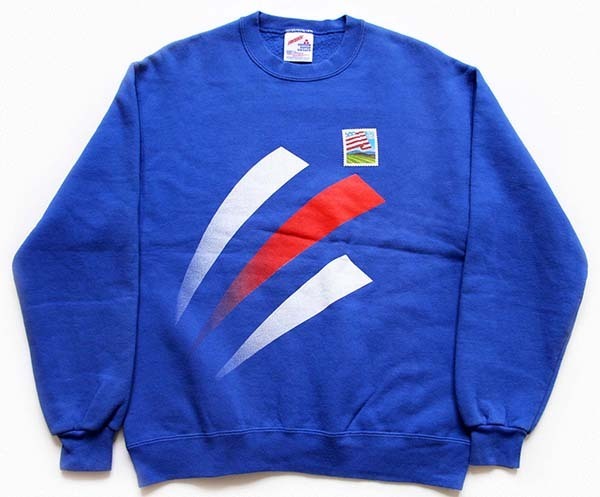 90s USA製 USPS 両面プリント スウェット 青 M☆ポストマン
