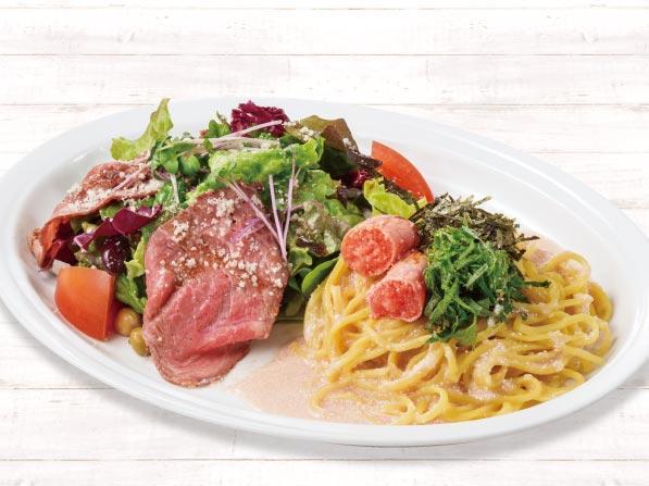 炙りたらこと大葉のたらこスパゲッティのコンビプレート[スープバー