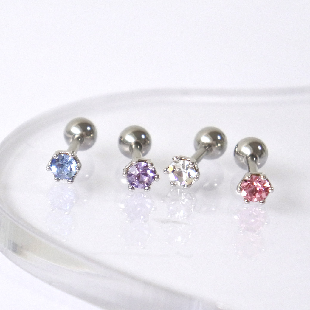 16G 14G ］キレイ色♪カラフルストーン 高級感のある6本爪デザイン