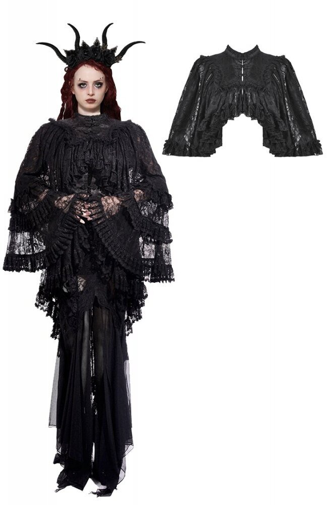 Gothic Elegant Vintage Lace Oversized Sleeves Cape / ボレロ【DARK