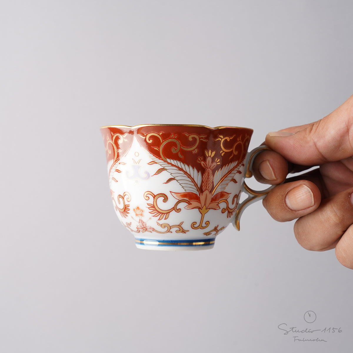 有田焼 赤濃金彩唐草 コーヒー碗皿 カップ&ソーサー 180ml 其泉窯の