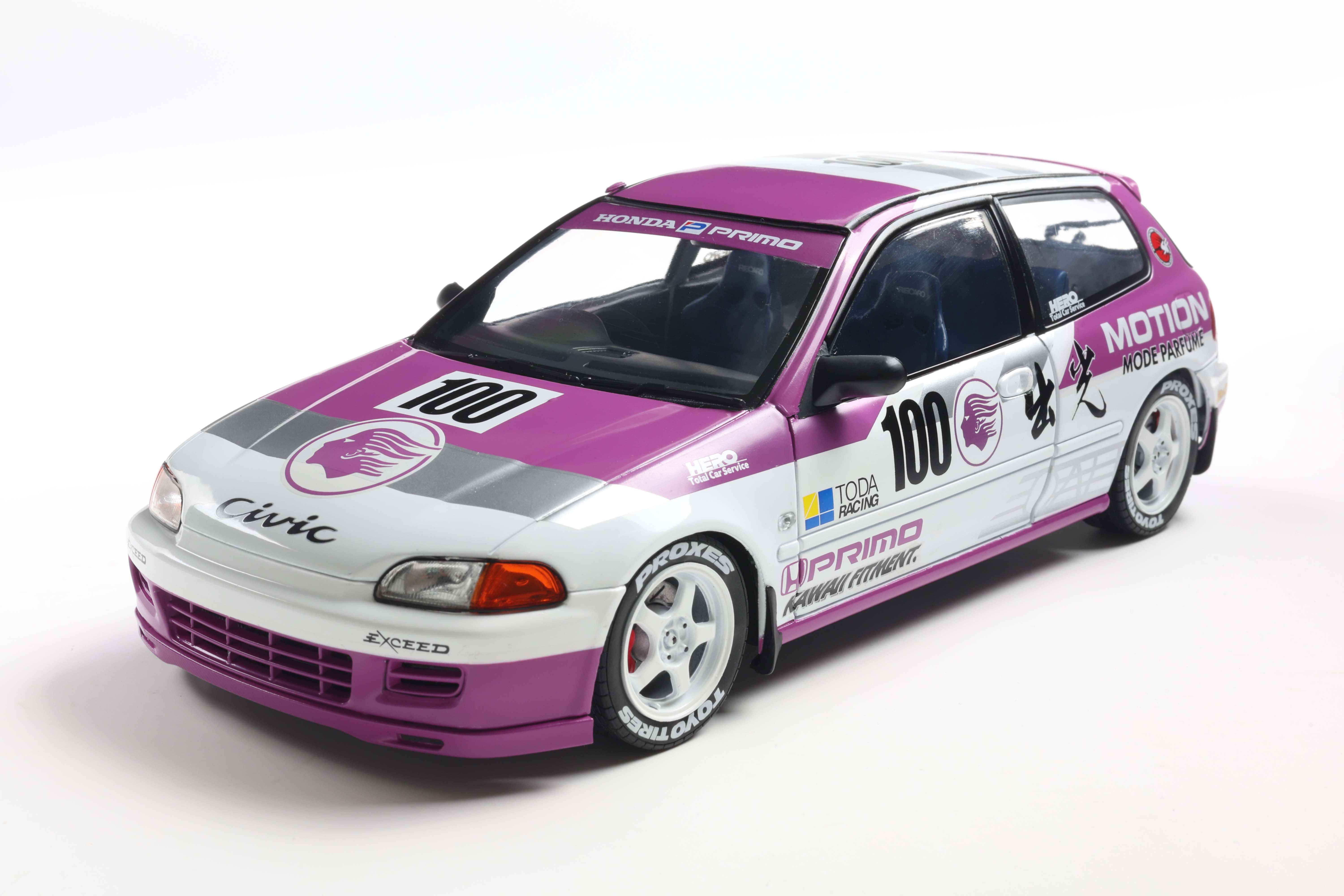 Solido 1991 Honda Civic EG6 Hatchback Kaido Racer White Purple 1