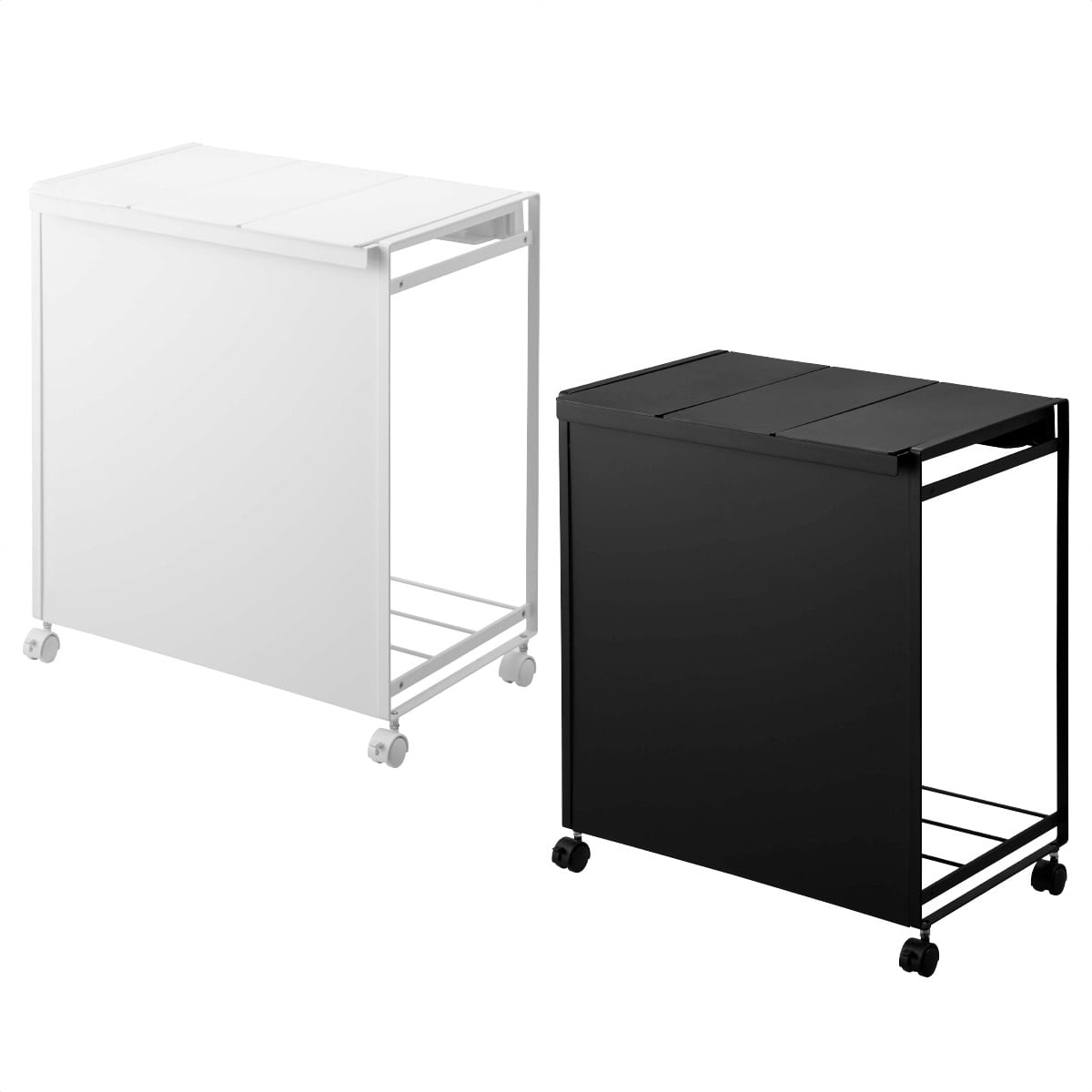 山崎実業 tower 蓋付き目隠し分別ダストワゴン 3分別 ホワイト