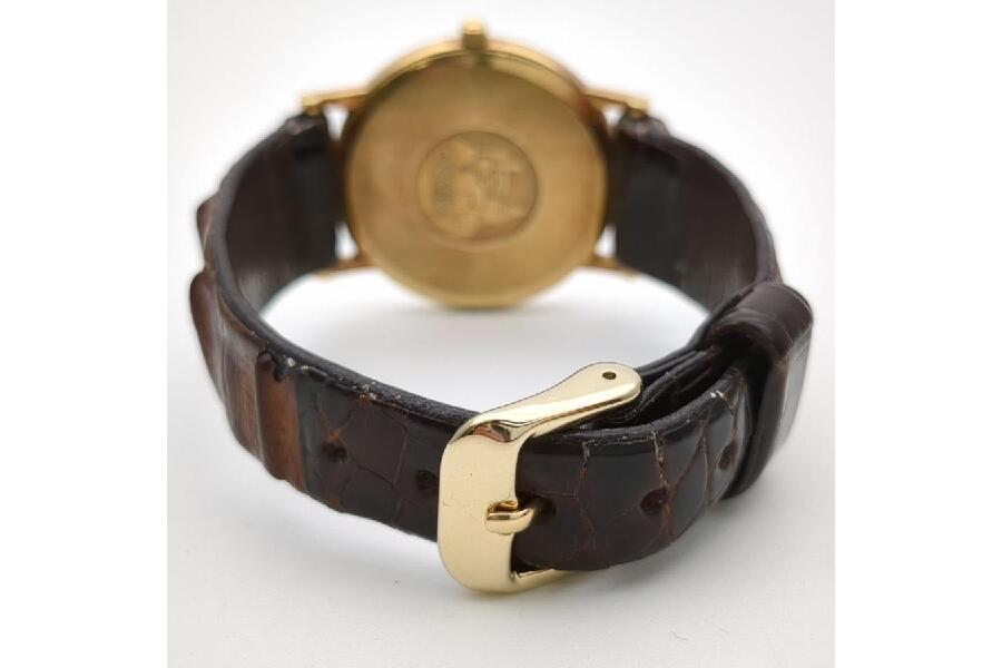 オメガ デビル 金無垢 クォーツ デイト メンズ 腕時計 アンティーク