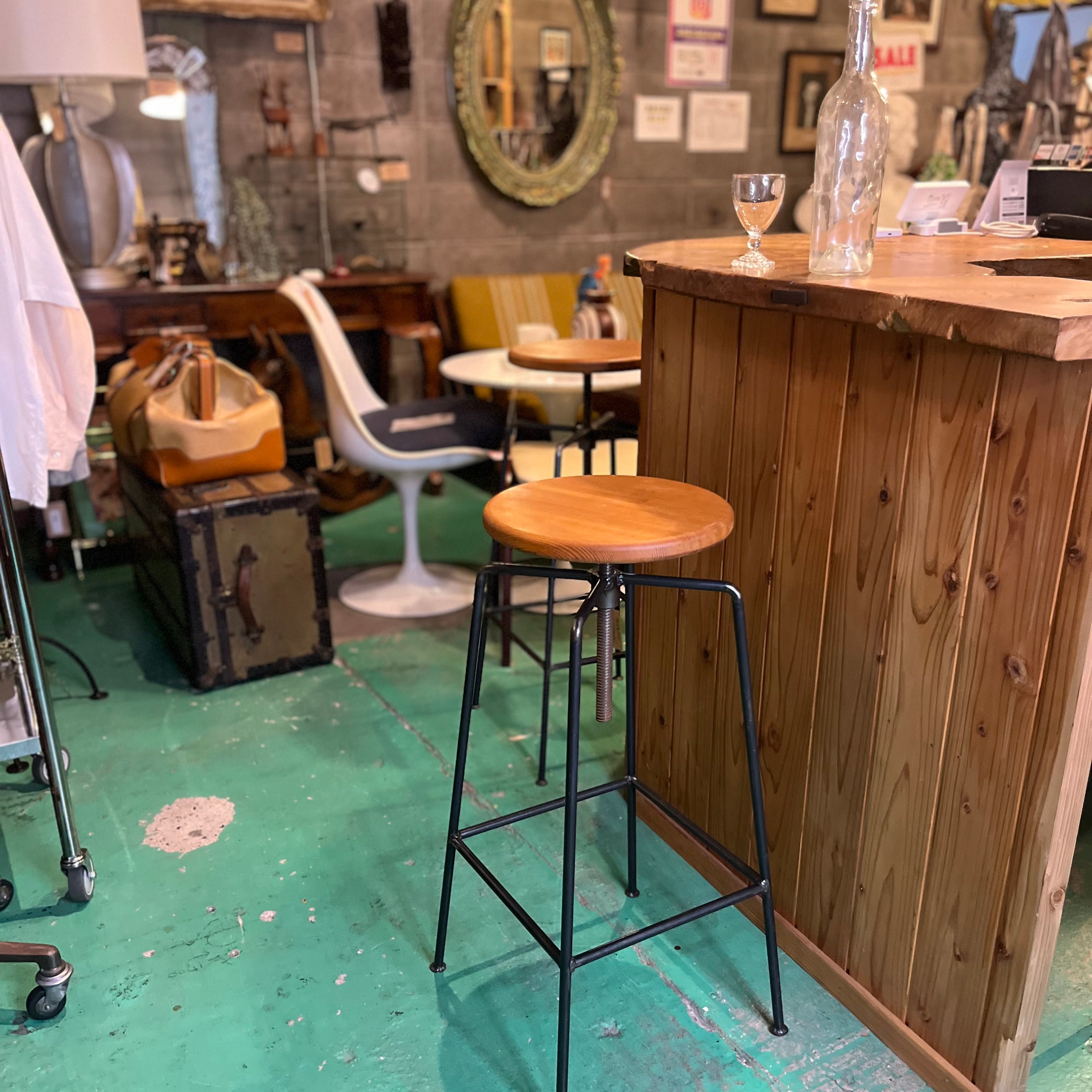 ウッド＆アイアン バースツール ハイスツール カウンターチェア 中古