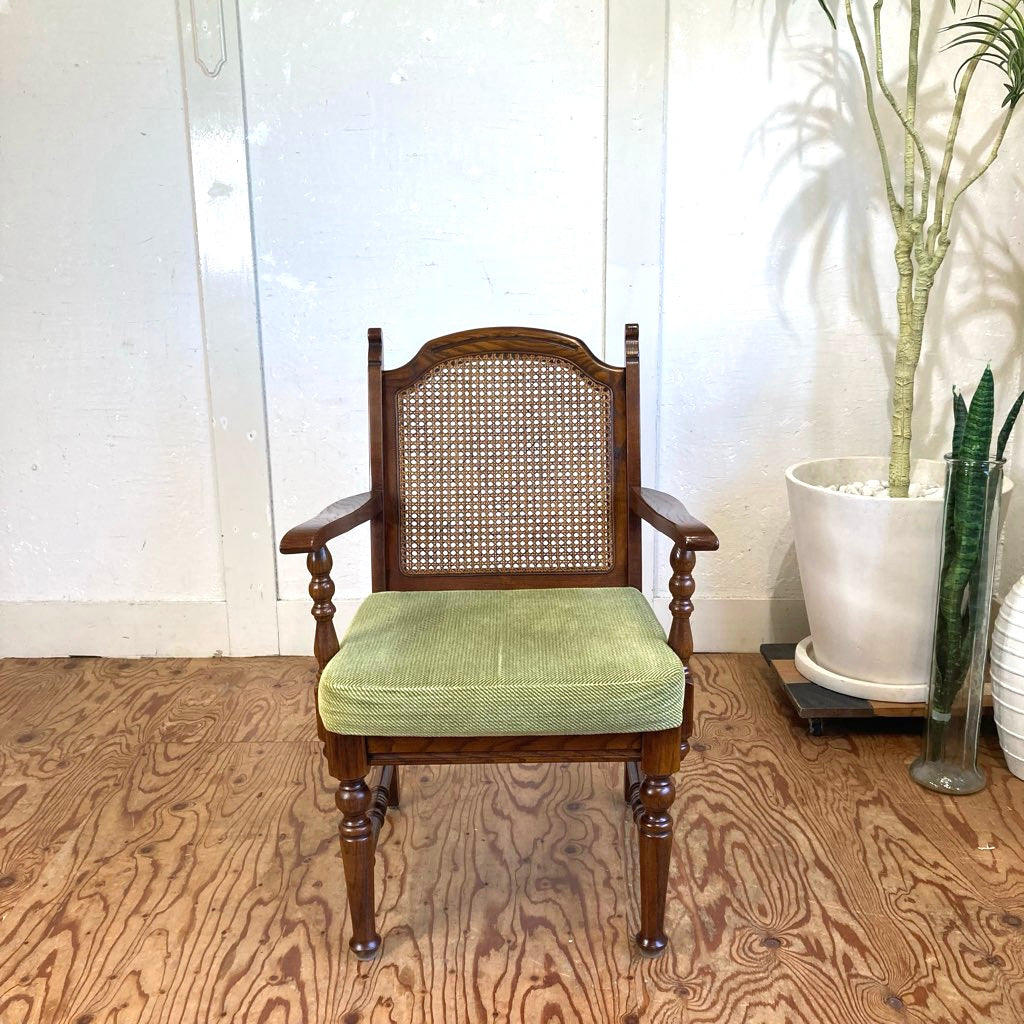 三越ブルージュ カントリーハウス アームチェア ラタン 中古 三越家具