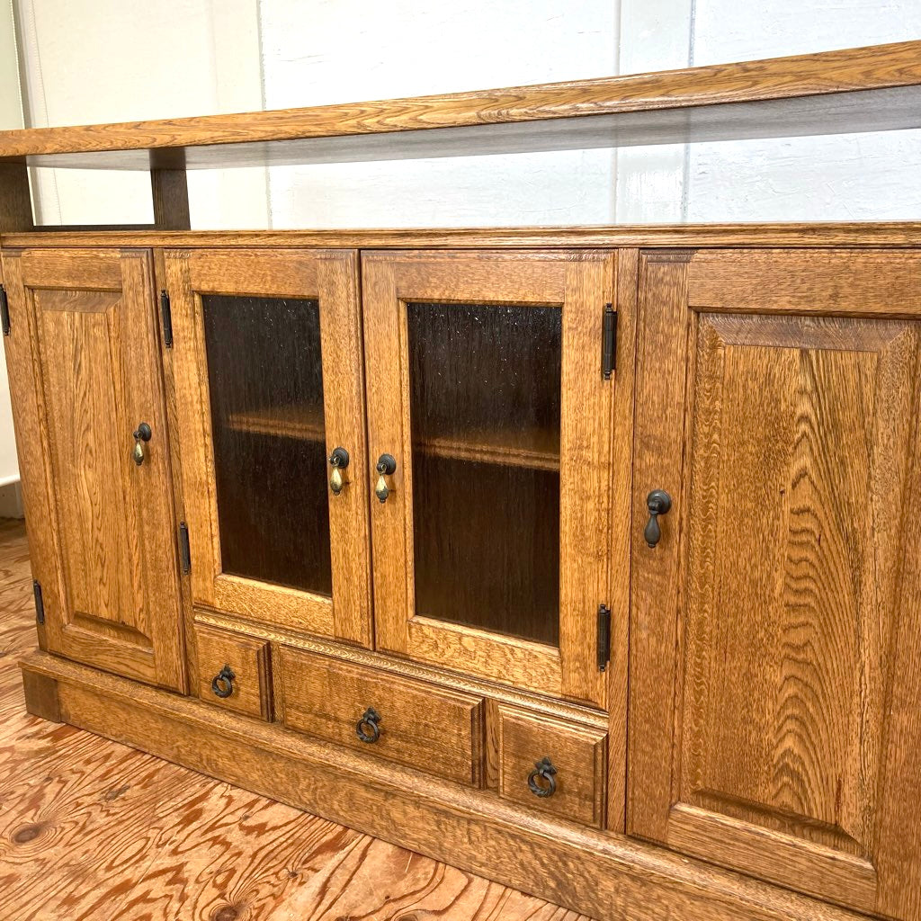 蝦夷民芸 サイドボード ナラ無垢材 国産 北海道 中古 えぞ民芸