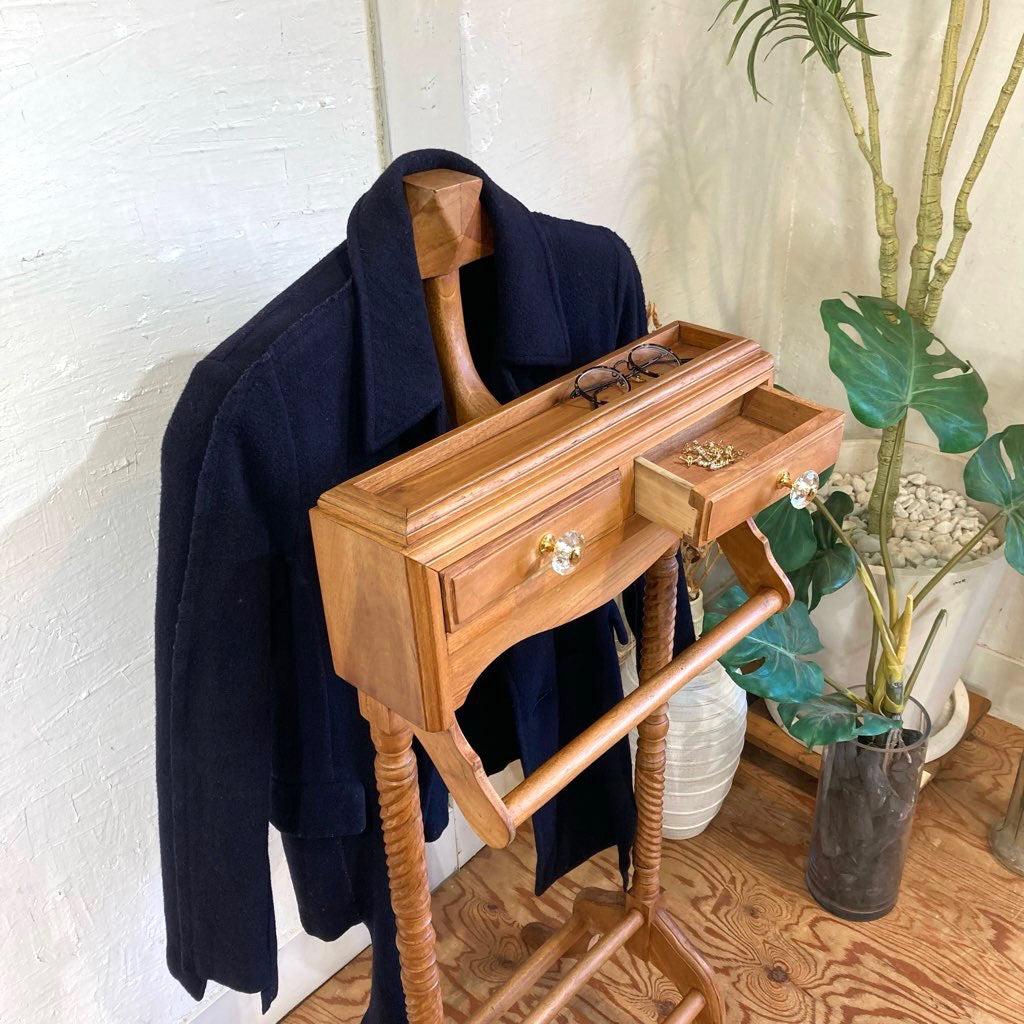 引出し付き スーツハンガーラック 古家具 アンティーク コート掛け