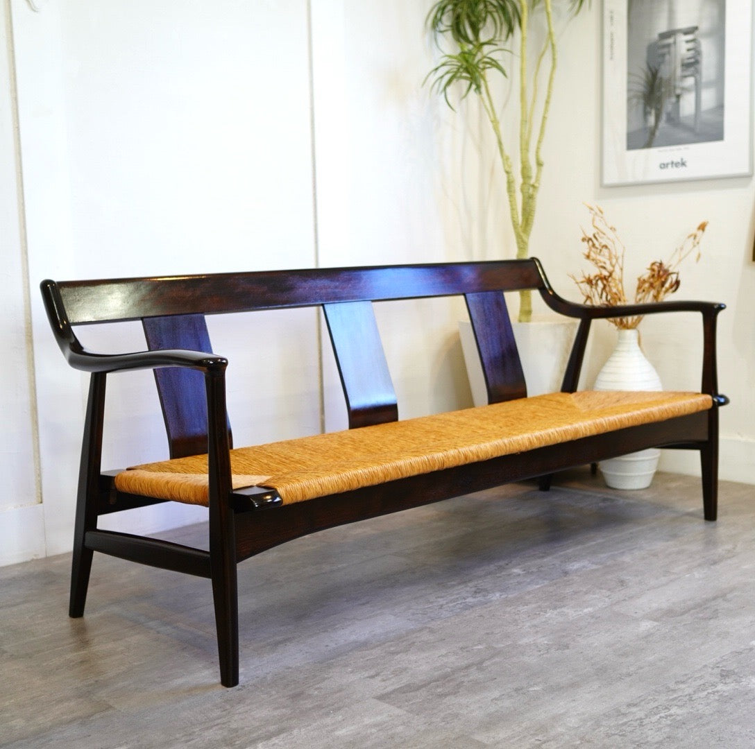 松本民芸家具 ラッシチェア #77型 曲肘椅子 3P 中古 民藝 工芸 机