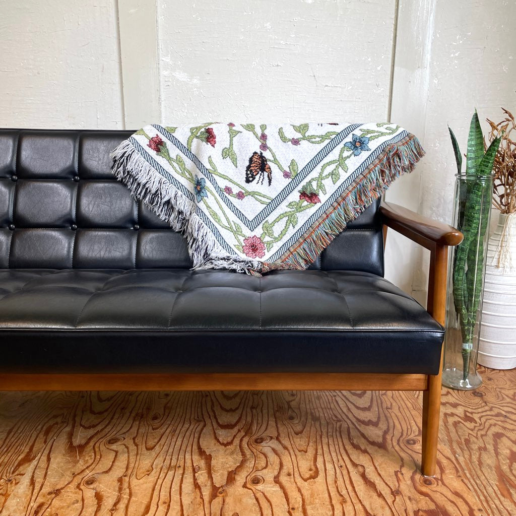 ブランケット 蝶々 花 マルチカバー タペストリー ラグ 中古