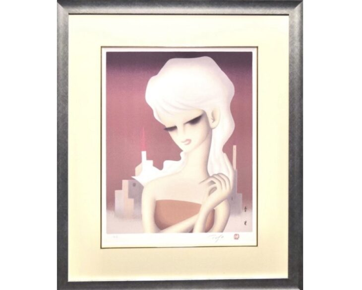 東郷青児 『赤い塔』 ｜骨董品買取 緑和堂