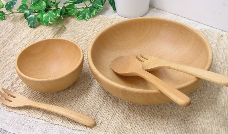 MUTE サラダボウル Lサイズ（23cm） ビーチ - 木のスプーン・木製食器