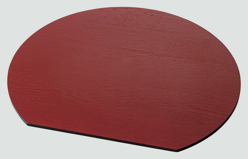 半月両面敷膳36cm（赤・黒）表・裏 使えます(お盆(丸・半円・変形