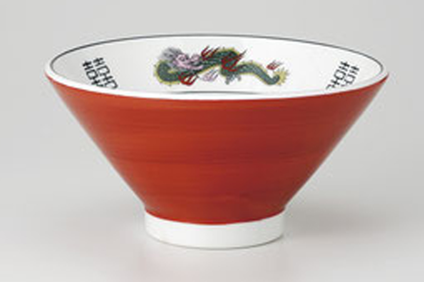 赤巻三ツ竜19cm切立深丼(ラーメン切立丼：大サイズ)|食器通販の陶磁庵