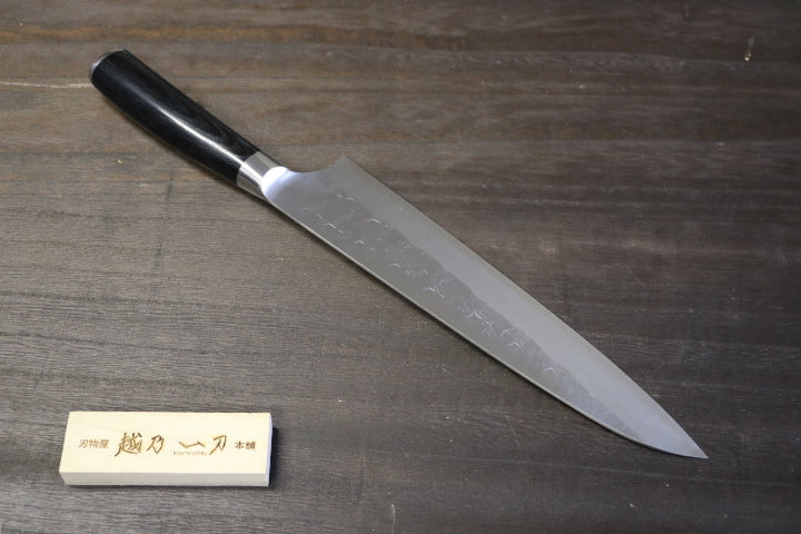 佐治武士 作 牛刀 240mm SRS13 鎚目 黒合板柄 – 刃物屋 越乃一刀 本舗