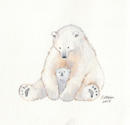 シロクマの親子A polar bear parent and child|村田夏佳Natsuka Murata