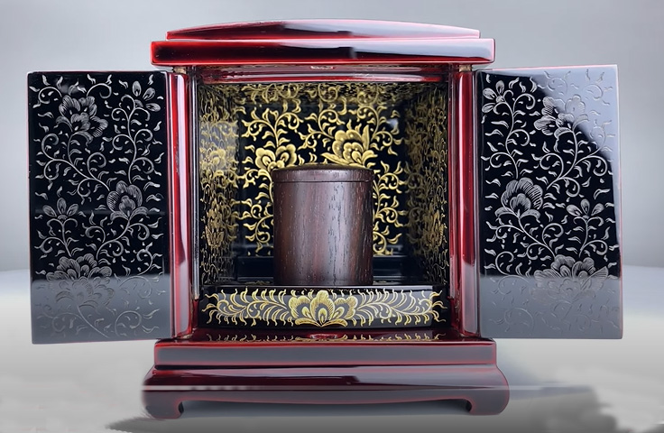 極小総輪島塗モバイル仏壇 溜塗・宝相華沈金 550,000円（税込