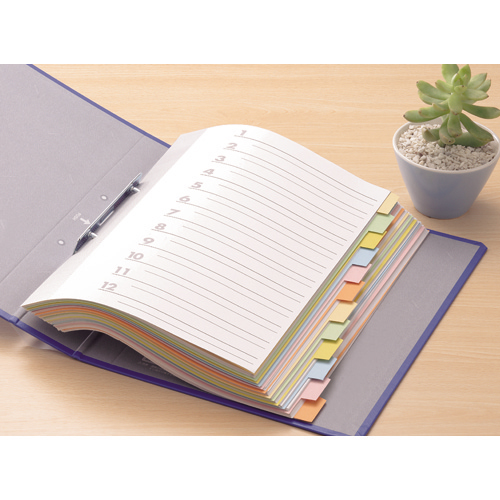 たのめーる】TANOSEE 見出しカード A4タテ 2穴 6色12山+扉紙 1パック(5